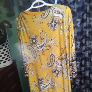 Dress Barn Yellow Black Long Sleeve Dress